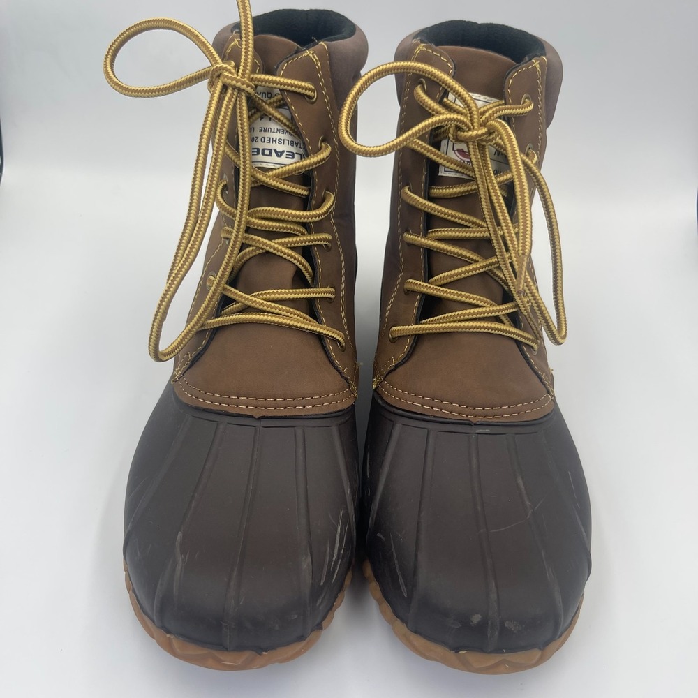 Aleader Duck Boots Men's Size 9 Brown Rubber Waterproof Winter Snow Shoes